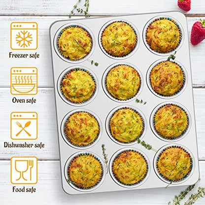 E-far Muffin Pan 12-Cup, Set of 2, Stainless Steel Cupcake Pan Metal Muffin Baking Tins for Oven, Regular Size & Easy Clean, Non-toxic & Dishwasher Safe-2 Pack - CookCave