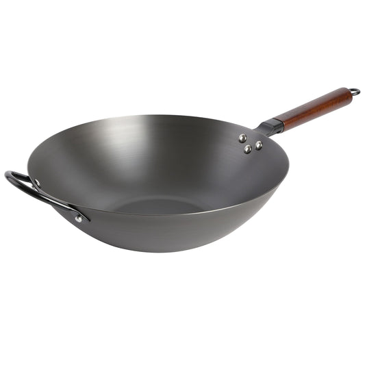 Babish Carbon Steel Flat Bottom Wok and Stir Fry Pan, 14-Inch - CookCave