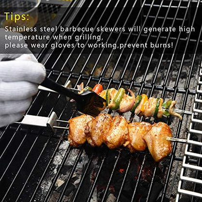 Barbecue Skewers, CMYK 6-Pack 13" Stainless Steel Grilling Skewers with Slider, Reusable Metal BBQ Shish Kabob Skewers Sticks - CookCave