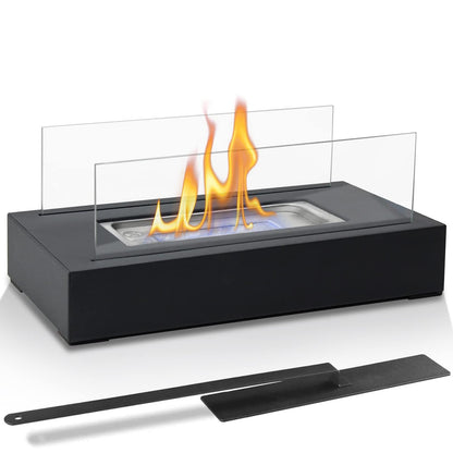 Poofzy Portable Fireplace Indoor Outdoor, Table Top Firepit with Flame Snuffer & Funnel - 13.8 x 7 x 5.7 Inch - CookCave