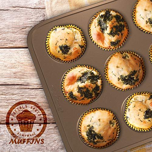 NutriChef Non-stick Carbon Steel Muffin Pans - Pair of Cupcake Cookie Sheet Pan Style for Baking, Professional Kitchen Muffin Bake Pans, 2 pc. Muffin Pans w/ 12 Cups Cupcake Baking Tray - - CookCave