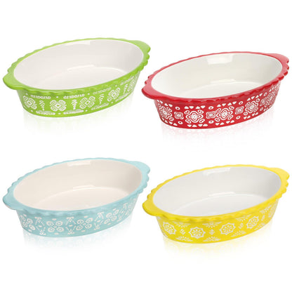 Pumtus 4 Pack Ceramic Baking Dishes with Handle, 8.3 Inch Oval Deep Pie Pan, 28 OZ Oven Safe Lasagna Pan, Dishwasher Safe Casserole Dishes for Kitchen Cooking Roasting Baking Cake Dinner Banquet - CookCave