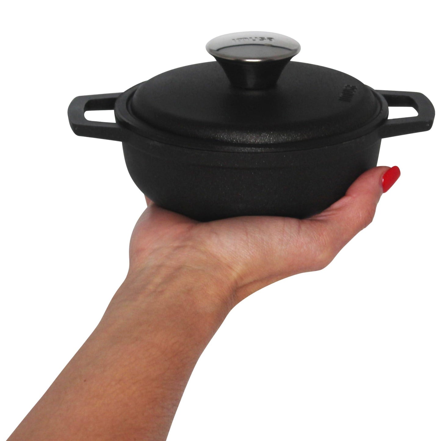 IMUSA Traditional Colombian Mini Nonstick Caldero (Dutch Oven) for Cooking and Serving, 0.7 Quart, Silver,Black - CookCave