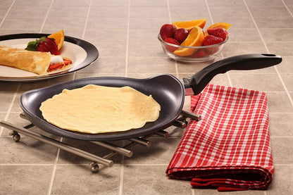 Swiss Diamond 10.25" Crepe Pan HD Nonstick Induction Diamond Coated Aluminum Crepe Pan - PFOA Free, Dishwasher Safe and Oven Safe Crepe Pan, Grey… - CookCave