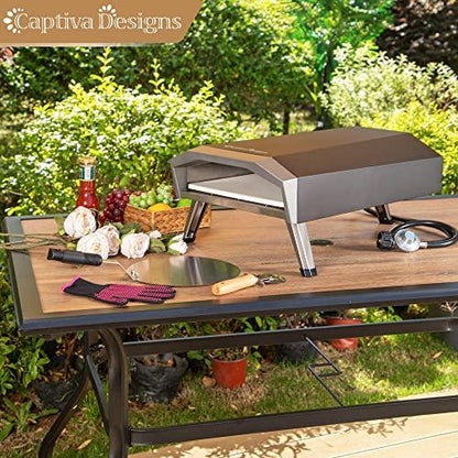 Captiva Designs Portable Outdoor Pizza Oven, Gas Pizza Oven for 13" Pizza, Propane Pizza Maker with Necessary Accessories - Ideal for Any Outdoor Kitchen - CookCave