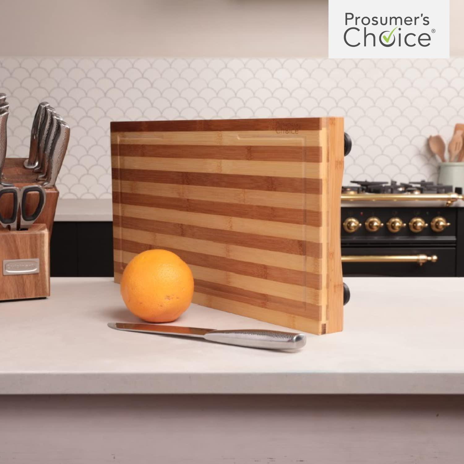 Prosumer's Choice Premium Bamboo Large Cutting Boards | Stovetop Cover with Juice Grooves For Kitchen | Large Wooden Butcher Block for Turkey, Meat, Vegetables, BBQ with Adjustable Legs, 11 X 21.25 - CookCave