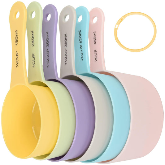 zoyizi Measuring Cups Set of 6, Plastic Measuring Cups for Baking&Kitchen, Engraved Metric/US Markings for Liquid&Dry Measuring, Colorful Big Capacity Measuring Cups with 3/4&1-1/4&1-1/2&1-3/4&2Cups - CookCave
