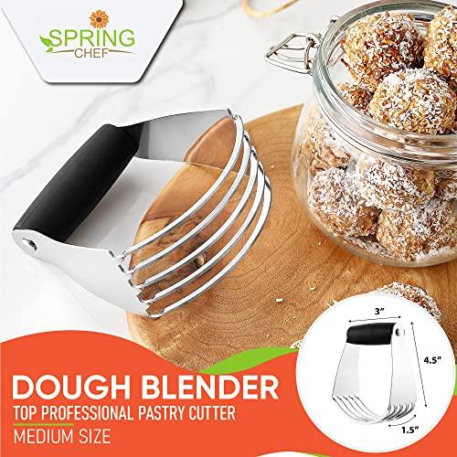 Spring Chef Dough Blender, Top Professional Pastry Cutter with Heavy Duty Stainless Steel Blades, Medium Size, Black - CookCave