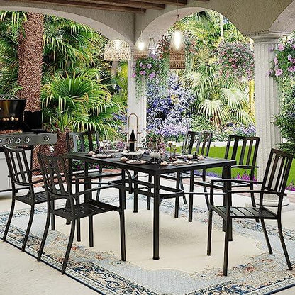 MFSTUDIO 6 Piece Patio Dining Metal Chairs,Outdoor Wrought Iron Seating Stackable Bistro Chairs - Supports 301 LBS,(Black) - CookCave