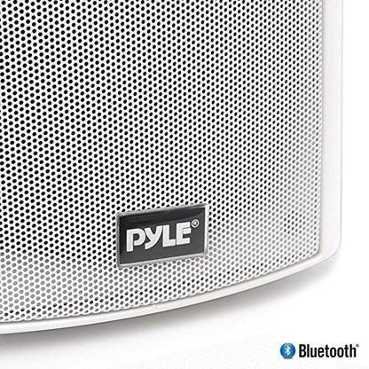 Pyle Wall Mount Home Speaker System - Active + Passive Pair Wireless Bluetooth Compatible Indoor / Outdoor Water-resistant Weatherproof Stereo Sound Speaker Set with AUX IN - PDWR51BTWT (White) - CookCave