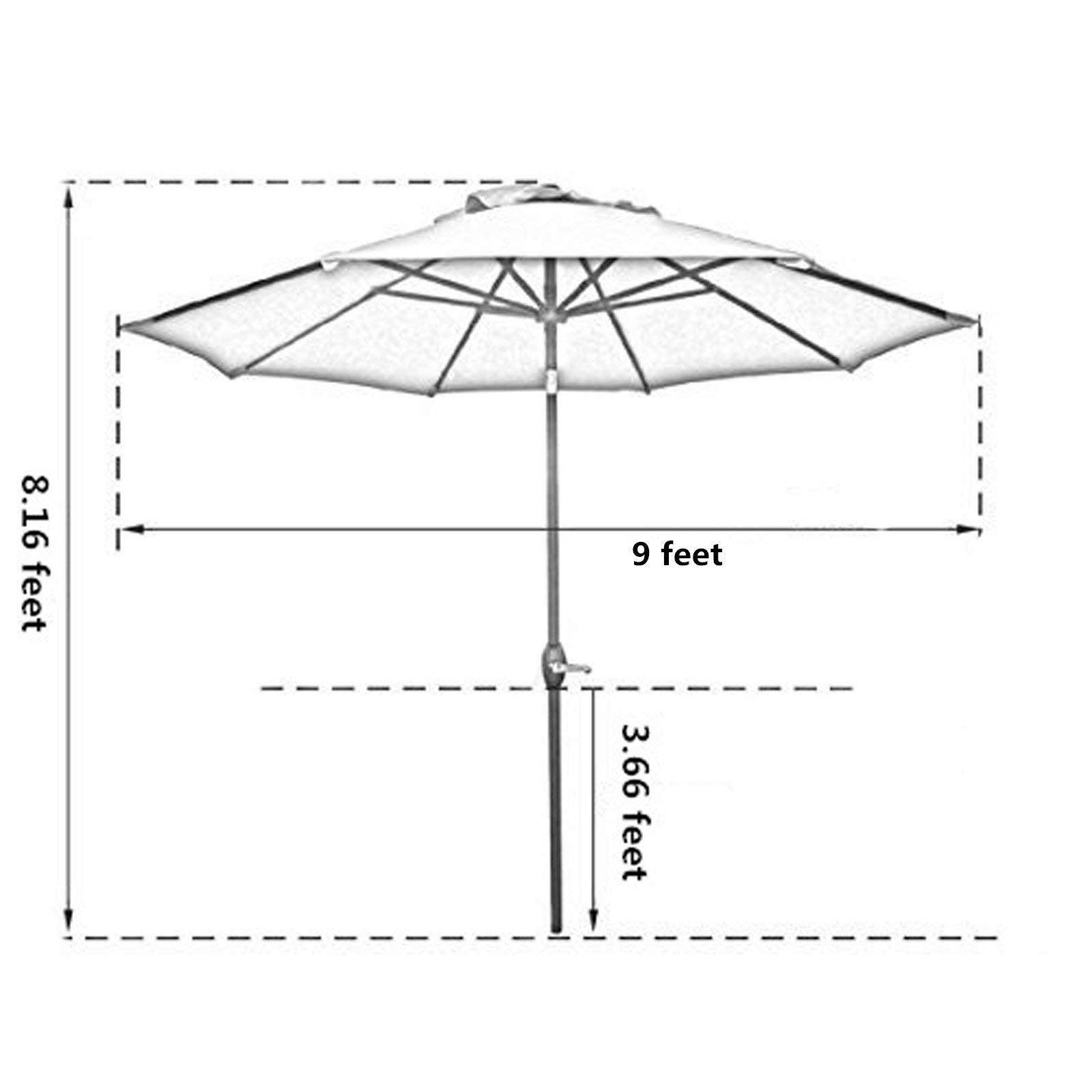 Sunnyglade 9' Patio Umbrella Outdoor Table Umbrella with 8 Sturdy Ribs (Tan) - CookCave