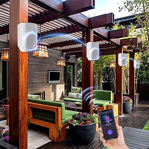 Herdio 800W 6.5 Inch Outdoor Speakers Bluetooth Waterproof Wired with Superior Amplifier, Wall Mounted Sound System, Enhanced Bass & Durable, Mountable Swivel Brackets, for Patio Home (2 Pairs, White) - CookCave