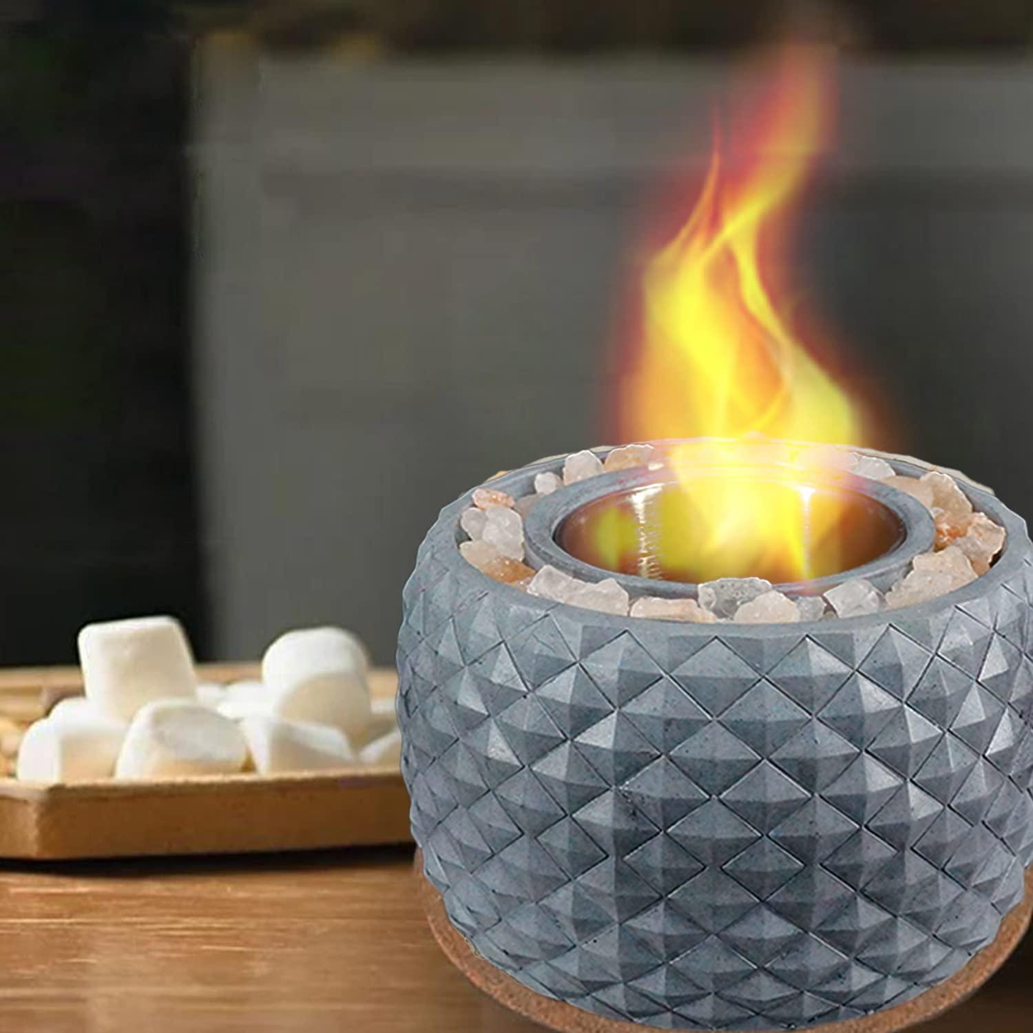 Koncenttop Tabletop Fire Pit Indoor,Tabletop Fireplace Concrete, Pineapple Shape Small Fire Bowl, firebowl Table top, Portable Tabletop Fire Pit (Gray) - CookCave