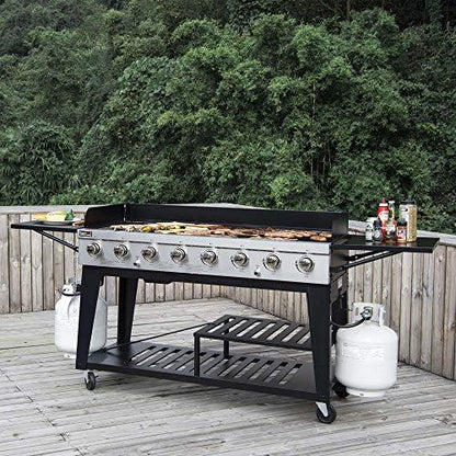 Royal Gourmet 8-Burner Gas Grill, 104,000 BTU Liquid Propane Grill, Independently Controlled Dual Systems, Outdoor Party or Backyard BBQ, Black - CookCave