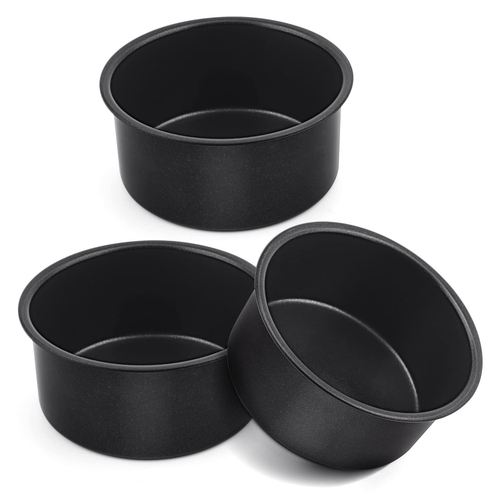 E-far 4 Inch Cake Pan Set of 3, Nonstick Stainless Steel Mini Round Cake Pans Tin, Small Size for Baking Smash Cakes/Cheesecake, Stainless Steel Core & Non-toxic Coating, Straight Side & 2 Inch Deep - CookCave