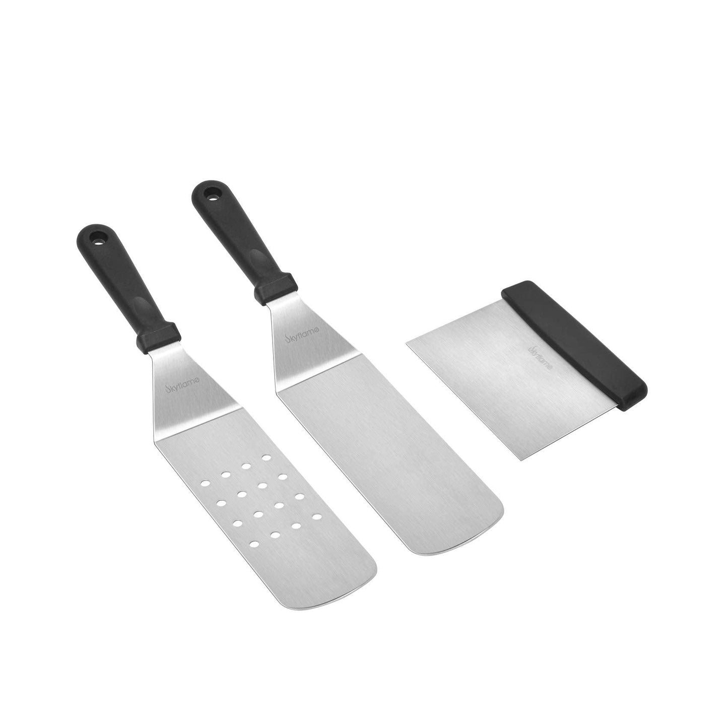 Skyflame 3 Piece Griddle Accessories Kit, Stainless Steel Professional Long BBQ Grill Spatula/Turner & Scraper Set for Flat Top Grill Hibachi Camping Cooking - CookCave