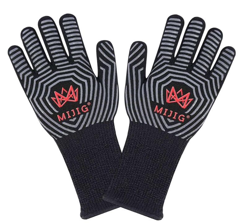MIJIG Extreme Heat BBQ Grilling Gloves with Non-Slip Silicone Grip Design (EN407 Lab Certified) - CookCave