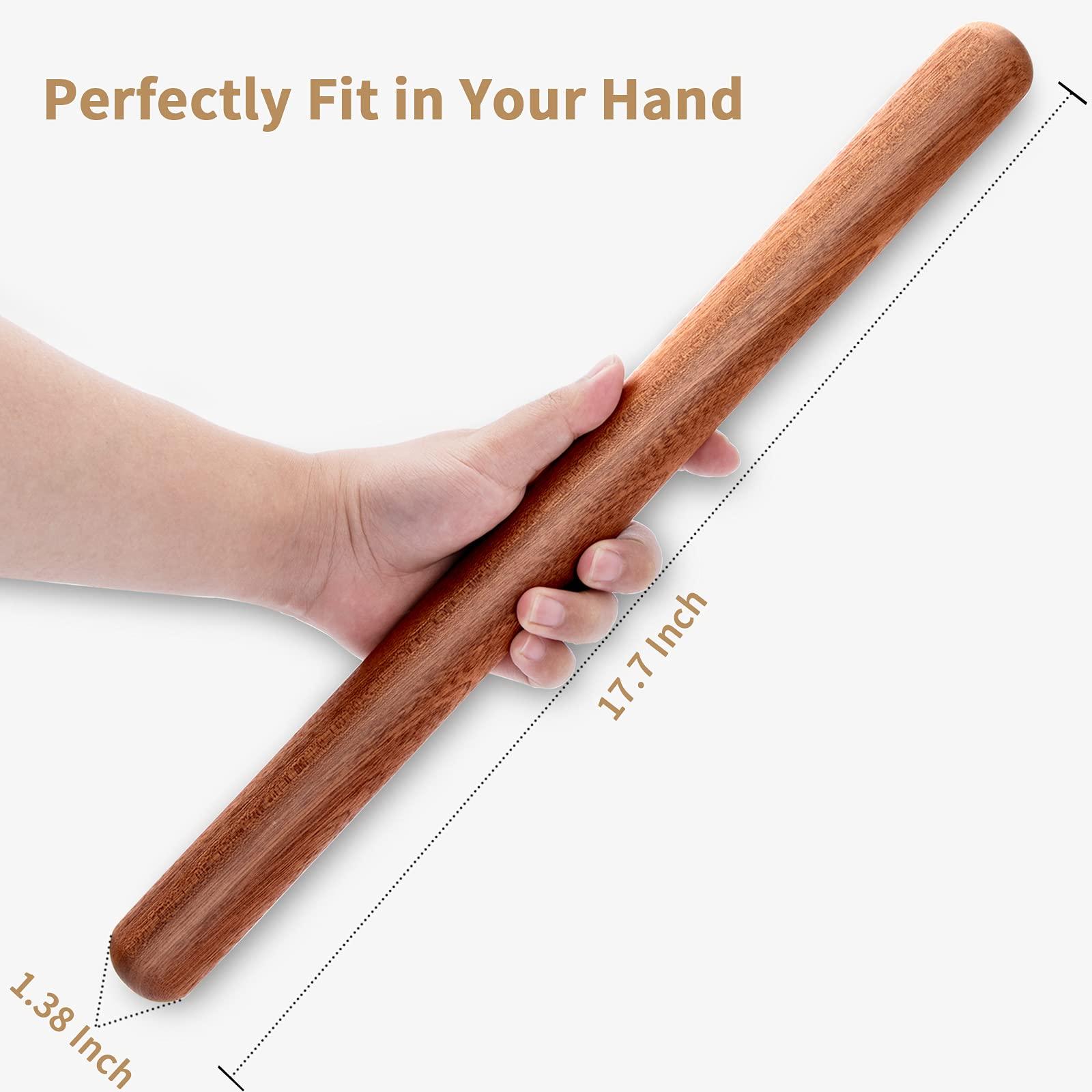 Aisoso French Rolling Pin, 17.7 Inches Wood Rolling Pin for Baking Extra Long Thickened, Classic Wooden Dough Roller for Fondant Pizza Pie Crust Cookie Pastry, Essential Kitchen Utensil, Brown - CookCave