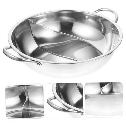 KICHOUSE Mandarin Duck Pot Stainless Steel Stock Pot Sheet Pan Divider Skillet with Lid Divided Pan Induction Pot Soup Cooking Pan Stainless Steel Cooking Pot Soup Pot Kitchen Cooking Pot - CookCave