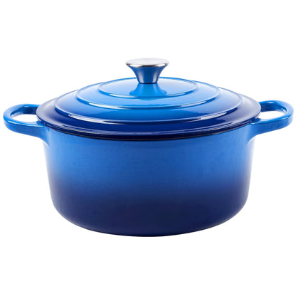 6 Quart Enameled Cast Iron Dutch Oven with Lid - Big Dual Handles - Oven Safe up to 500°F - Classic Round Pot for Versatile Cooking Blue - CookCave