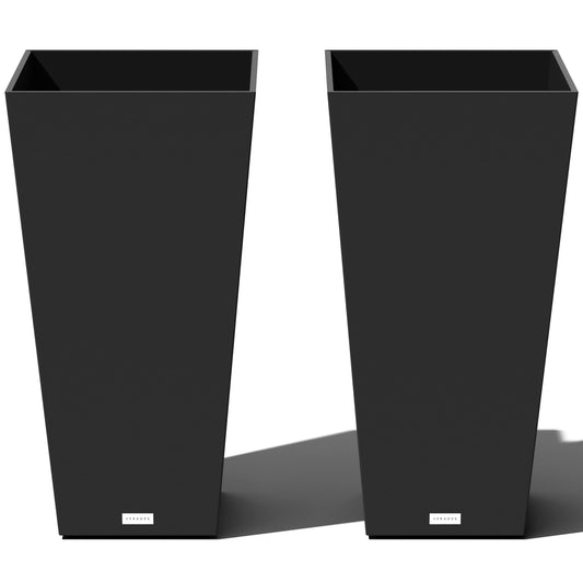 Veradek V-Resin Indoor/Outdoor Taper Planter, Set of 2 (30 inch, Black) - CookCave