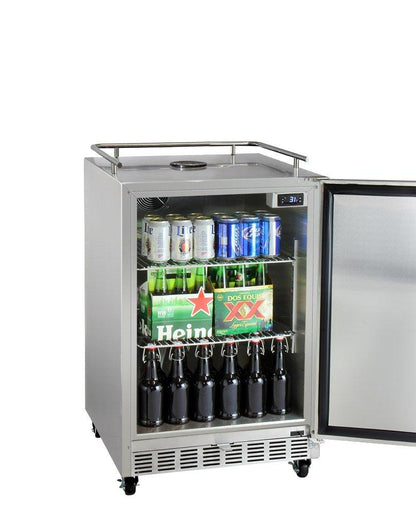 Kegco Kegerator 24" Wide Dual Tap Stainless Steel Commercial Beer Dispenser HK38SSC-2 - CookCave