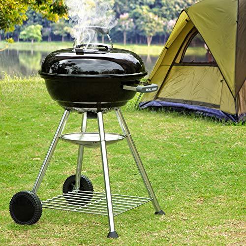 BEAU JARDIN Charcoal Grill 18.2 Inch for Outdoor Cooking BBQ Barbecue Coal Kettle Bowl Grill Portable Heavy Duty Round with Wheels Grilling for Tailgating Patio Backyard Camping Black BG4691 - CookCave