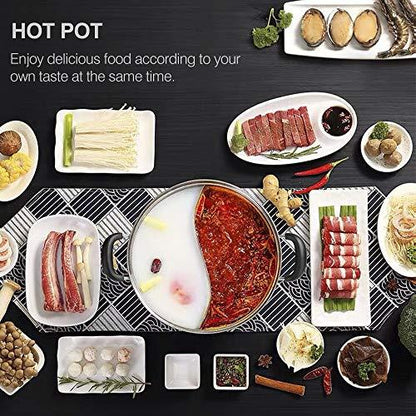 Hot Pot with Divider, Shabu Shabu Hot Pots Food Grade Stainless Steel Chinese Dual Sided Pot Set for Induction Cooktop Gas Stove - CookCave