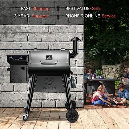 Z GRILLS 2023 Newest Pellet Grill Smoker with PID 2.0 Controller, Meat Probes, Rain Cover, 450E - CookCave