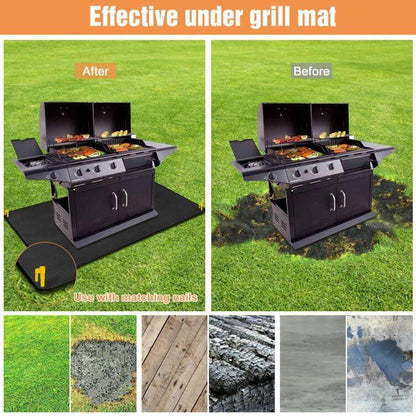 Under Grill Mat for Outdoor Grill, 39 x 60 Inch Fireproof Indoor Fireplace Mat for Fire Pit, Charcoal Gas Grills, Waterproof & Oilproof BBQ Protector for Deck, Ground, Patio, Grass - CookCave