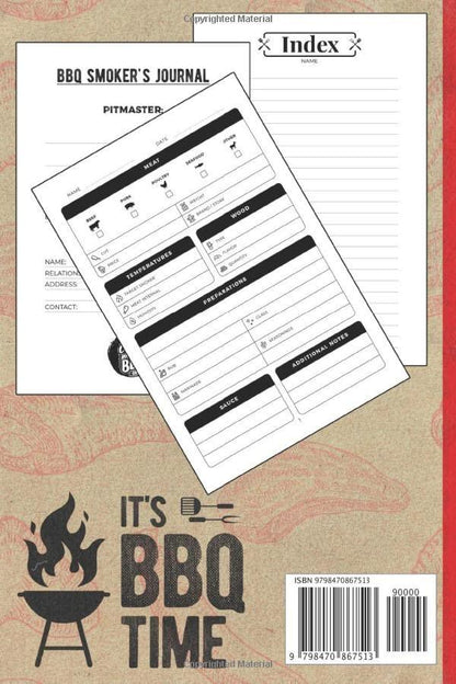 BBQ Smoker's Journal: Pitmaster's Log Book To Take & Track Barbecue Notes, Improve Skills & Grilling The Perfect Meat - BBQ Journal - Meat Smoking Logbook - Gifts For Smoking Meat - CookCave