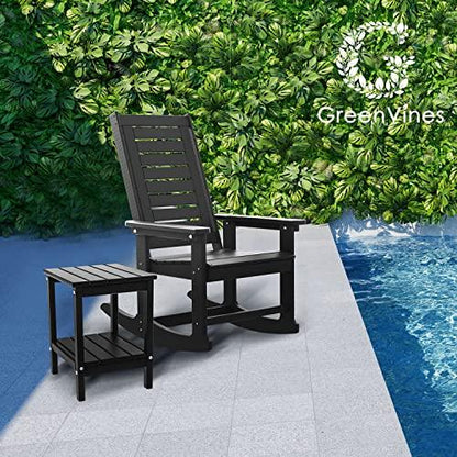 GREENVINES Outdoor Rocking Chairs Set of 2, HDPE All-Weather Porch Rockers, Oversized Plastic Rocker w/High Back for Outside Indoor Living Room Backyard Balcony Garden, Support 400 lbs, Black - CookCave