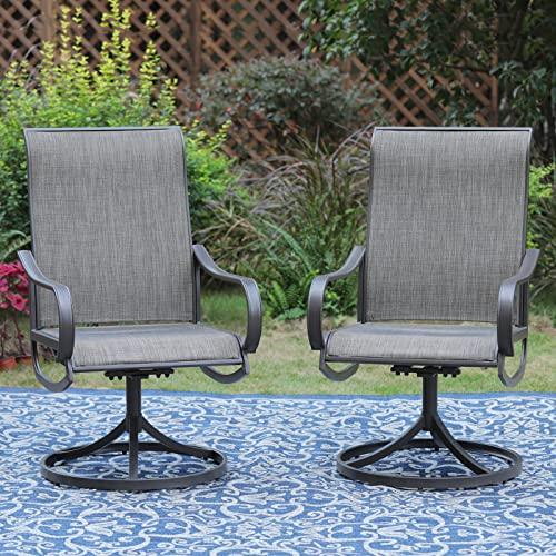 Sophia & William Patio Dining Chairs Set of 2 Patio Swivel Chairs Textilene Support 300lbs Outdoor Chairs for Lawn Garden Backyard Pool Sling Weather Resistant-Brown Frame - CookCave