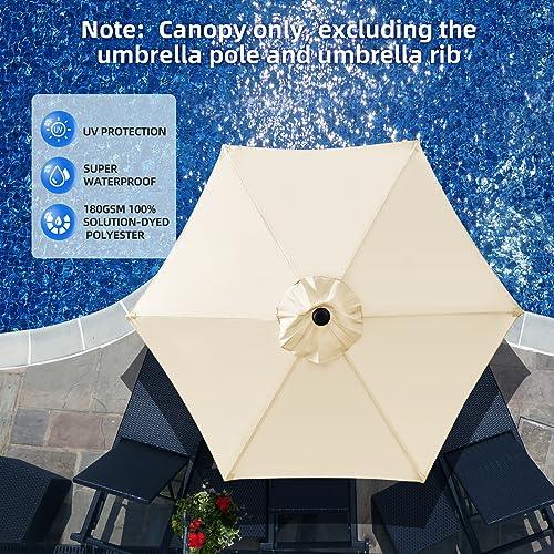 Trenovo Patio Umbrella Replacement Canopy, 7.5 ft Replacement Umbrella Cover for 6 Ribs, Water Resistant Cloth Umbrella Replacement Top for Garden Backyard Pool Umbrellas Cantilever Parasols - CookCave