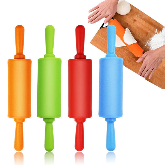 Faxco 4 Pack Mini Rolling Pin for Kids, 9 Inch Plastic Handle Rolling Pin Non-Stick Silicone Rolling Pins for Children Cake Baking - CookCave