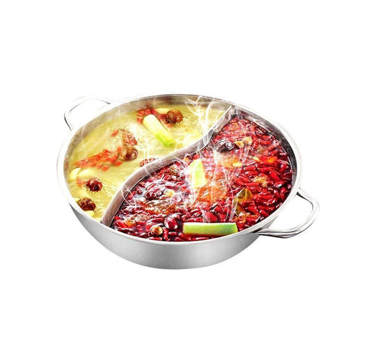 Yzakka Stainless Steel Hot Pot Pot without Divider for Induction Cooktop Gas Stove, 30 CM 13 OZ, Include Pot Spoon - CookCave