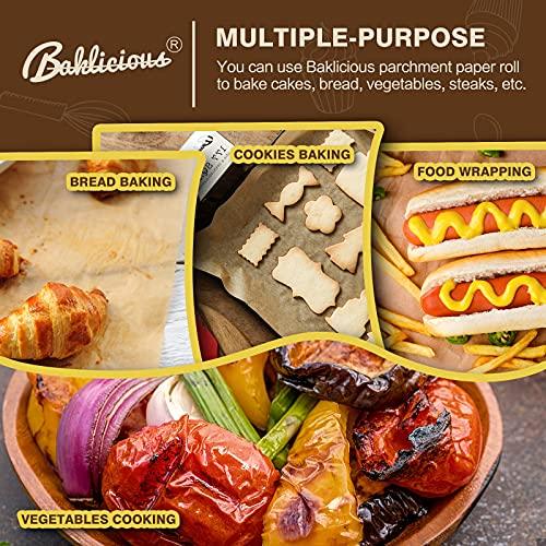 Unbleached Parchment Paper Roll for Baking, 13 in x 164 Ft, 177 Sq.Ft, Baklicious Non-stick Baking Parchment Paper for Baking, Cookies, Bread, Oven, Air Fryer, Steamer, Baking paper - CookCave