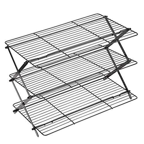 Wilton 3-Tier Folding Cooling Grid - Cool Dozens of Cookies or Treats on an Expandable Cooling Rack, Collapse for Easy Storage, 10 x 16-Inch - CookCave