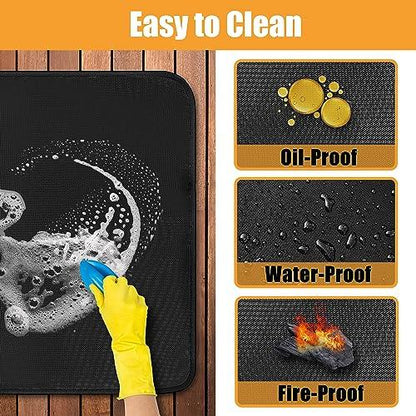 Amerbro 24x31in Heat Resistant Grill Mats for Outdoor Grill to Protect Your Prep Table and Outdoor Grill Table - Fire Proof & Water Proof & Oil Proof BBQ Mat - Black (0.6mm) - CookCave
