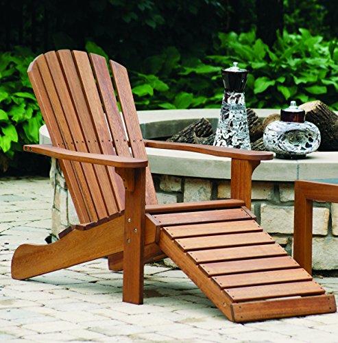 Outdoor Interiors CD3111 Eucalyptus Adirondack Chair and Built In Ottoman - CookCave