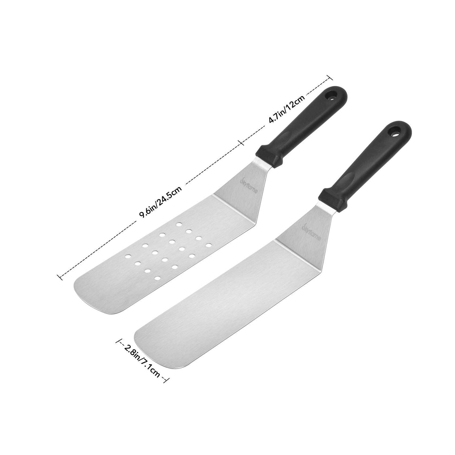 Skyflame 3 Piece Griddle Accessories Kit, Stainless Steel Professional Long BBQ Grill Spatula/Turner & Scraper Set for Flat Top Grill Hibachi Camping Cooking - CookCave
