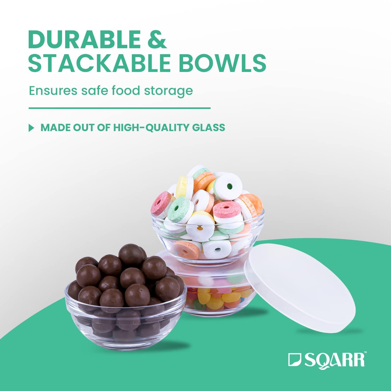 SQARR Small Glass Bowls with Lids - Perfect Prep Bowls for Kitchen Lovers - Mini Bowls for Candy, Dessert, Nuts, Party, Dips, Condiments, Sauces, Ingredients (12 set) - CookCave