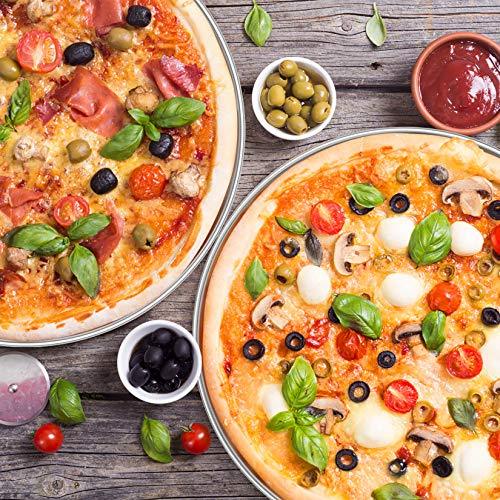 P&P CHEF 13½ Inch Pizza Pan Set of 2, Stainless Steel Pizza Tray, Round Pizza Plate For Pie Cookie Pizza Cake, Non Toxic & Heavy Duty, Brushed Finish & Easy Clean - CookCave