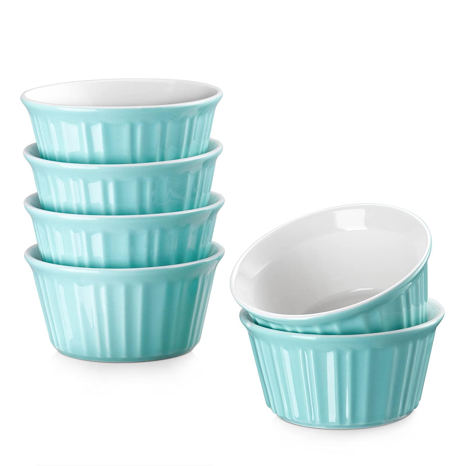 LIFVER 6 oz Ramekins, Small Mini Baking Ceramic Ramekins Creme Brulee Ramekins, Classic Style Porcelain Ramekins, Baking Souffle Ramekins Bowls, Set of 6,Blue - CookCave