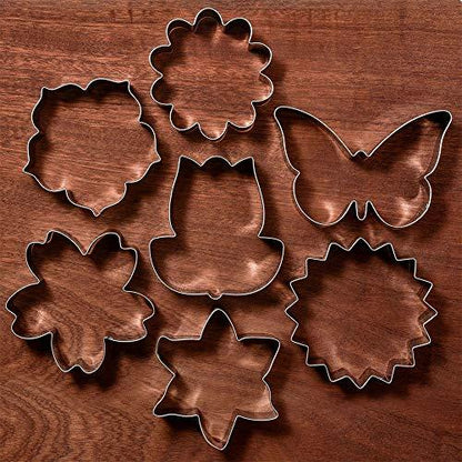 LILIAO Flowers Cookie Cutter Set - 7 Piece - Lily, Daisy, Sunflower, Cherry Blossoms, Tulip, Kapok Flowers and Butterfly Biscuit Fondant Cutters - Stainless Steel - CookCave