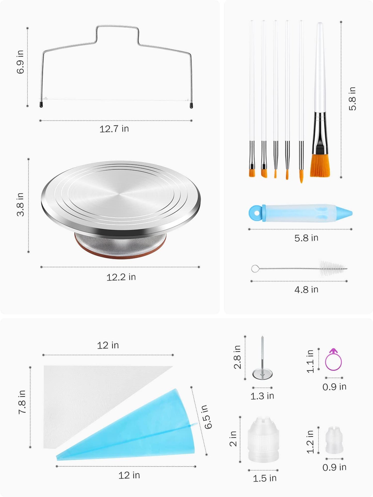 Kootek 177 Pcs Cake Decorating Kits Supplies - Aluminium Alloy Revolving Cake Turntable, Numbered Cake Decorating Tips and Frosting Tools for Baking Cupcake Cookie Muffin Kitchen Utensils - CookCave