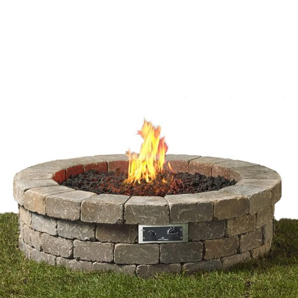 The Outdoor GreatRoom Company Round DIY Hardscape Gas Fire Pit Kit (DIY-36RD-K), 36-Inch - CookCave