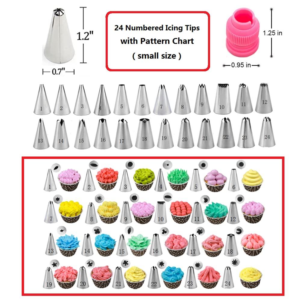 YOQXHY 90 Pcs Cake Decorating Kit with Rotating Cake Turntable & Leveler,24 Numbered Icing Piping Tips,2 Spatulas,3 Comb Scrapers,2 Couplers,5 Bag Ties and 50 Disposable Pastry Bags - CookCave