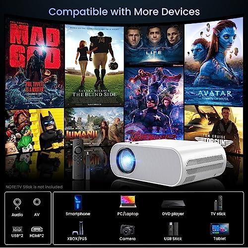 HOMPOW Projector, Native 1080P Full HD Bluetooth Projector with Speaker, 9500 Lumens Outdoor Portable Movie Mini Projector Compatible with Laptop, Smartphone, TV Stick, Xbox, PS5 - CookCave