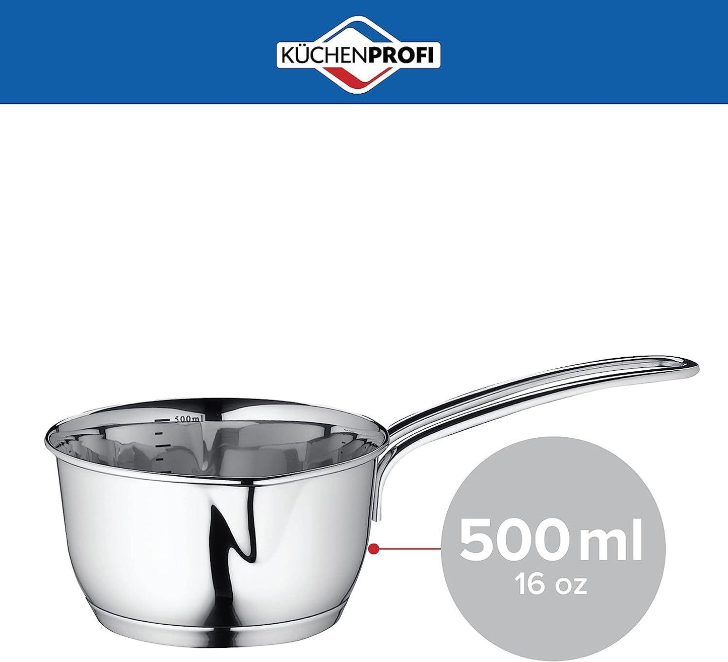 Küchenprofi Stainless Steel Saucepan with Clad Bottom, 16-Ounce,Silver - CookCave